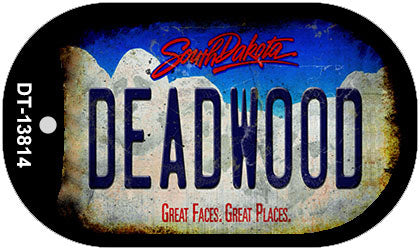 Deadwood South Dakota Rusty Novelty Metal Dog Tag Necklace