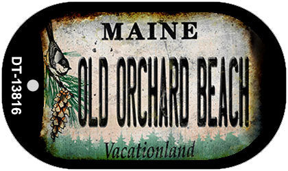 Old Orchard Beach Maine Rusty Novelty Metal Dog Tag Necklace