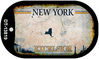 Excelsior New York Blank Rusty Novelty Metal Dog Tag Necklace