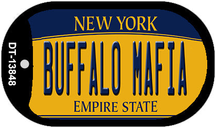 Buffalo Mafia NY Yellow Novelty Metal Dog Tag Necklace