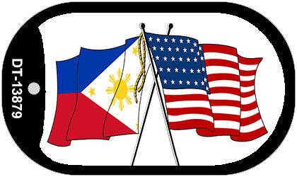 Costa Rica US Crossed Flag Novelty Metal Dog Tag Necklace