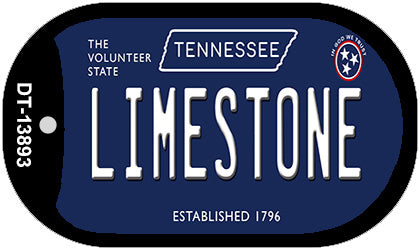 Limestone Tennessee Blue Novelty Metal Dog Tag Necklace