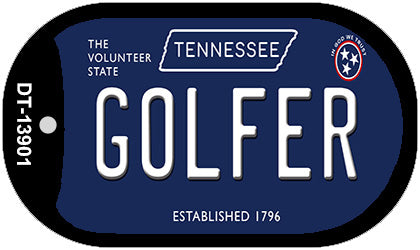 Golfer Tennessee Blue Novelty Metal Dog Tag Necklace