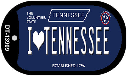 I Heart TN Tennessee Blue Novelty Metal Dog Tag Necklace