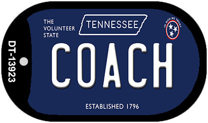 Coach Tennessee Blue Novelty Metal Dog Tag Necklace