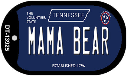 Mama Bear Tennessee Blue Novelty Metal Dog Tag Necklace
