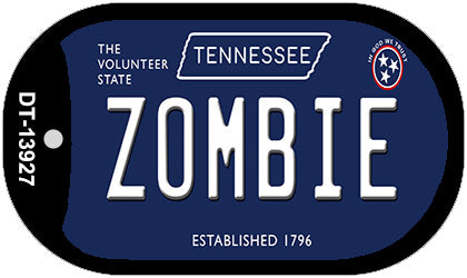 Zombie Tennessee Blue Novelty Metal Dog Tag Necklace