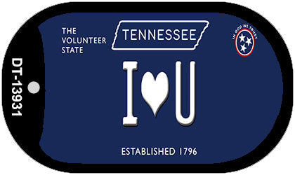 I Heart U Tennessee Blue Novelty Metal Dog Tag Necklace