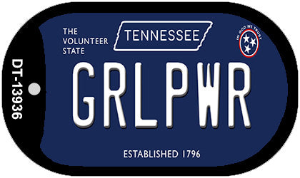 Grlpwr Tennessee Blue Novelty Metal Dog Tag Necklace