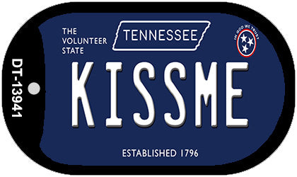 Kiss Me Tennessee Blue Novelty Metal Dog Tag Necklace