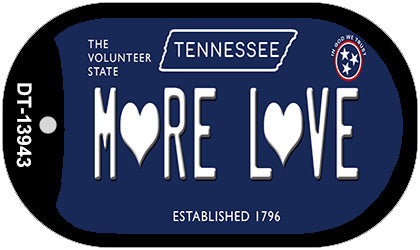 More Love Hearts Tennessee Blue Novelty Metal Dog Tag Necklace
