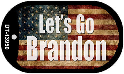 Lets Go Brandon US Flag Novelty Metal Dog Tag Necklace