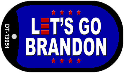 Lets Go Brandon Blue Novelty Metal Dog Tag Necklace