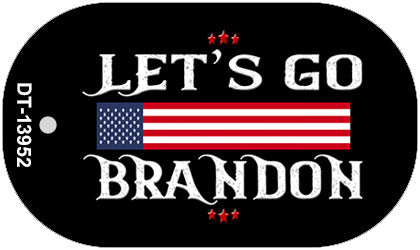 Lets Go Brandon Black Novelty Metal Dog Tag Necklace
