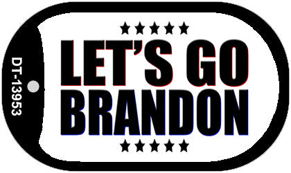 Lets Go Brandon White Novelty Metal Dog Tag Necklace