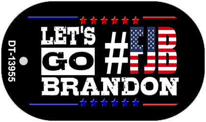 Lets Go Brandon FJB Black Novelty Metal Dog Tag Necklace