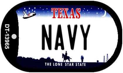 Texas Navy Novelty Metal Dog Tag Necklace