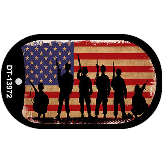 Military Soldiers American Flag Novelty Metal Dog Tag Necklace