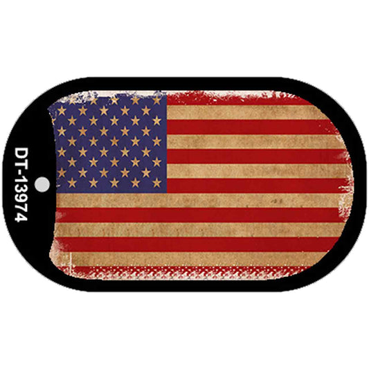 Grunge American Flag Novelty Metal Dog Tag Necklace