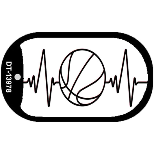 Basketball Heart Beat Novelty Metal Dog Tag Necklace