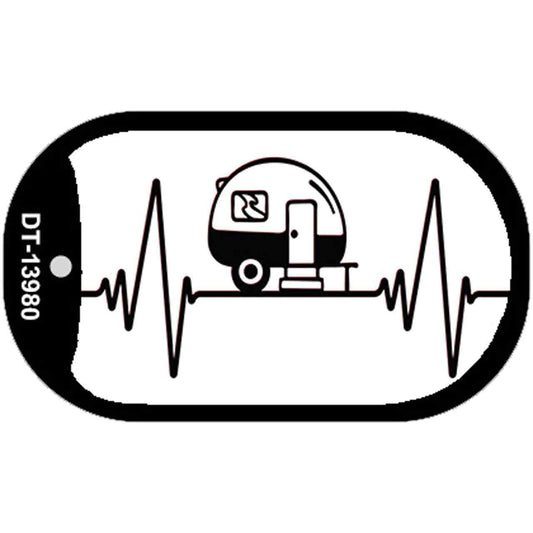 Camping Heart Beat Novelty Metal Dog Tag Necklace