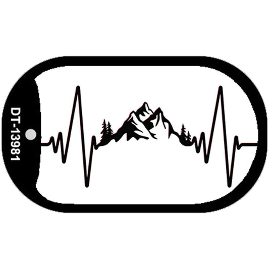Mountains Heart Beat Novelty Metal Dog Tag Necklace