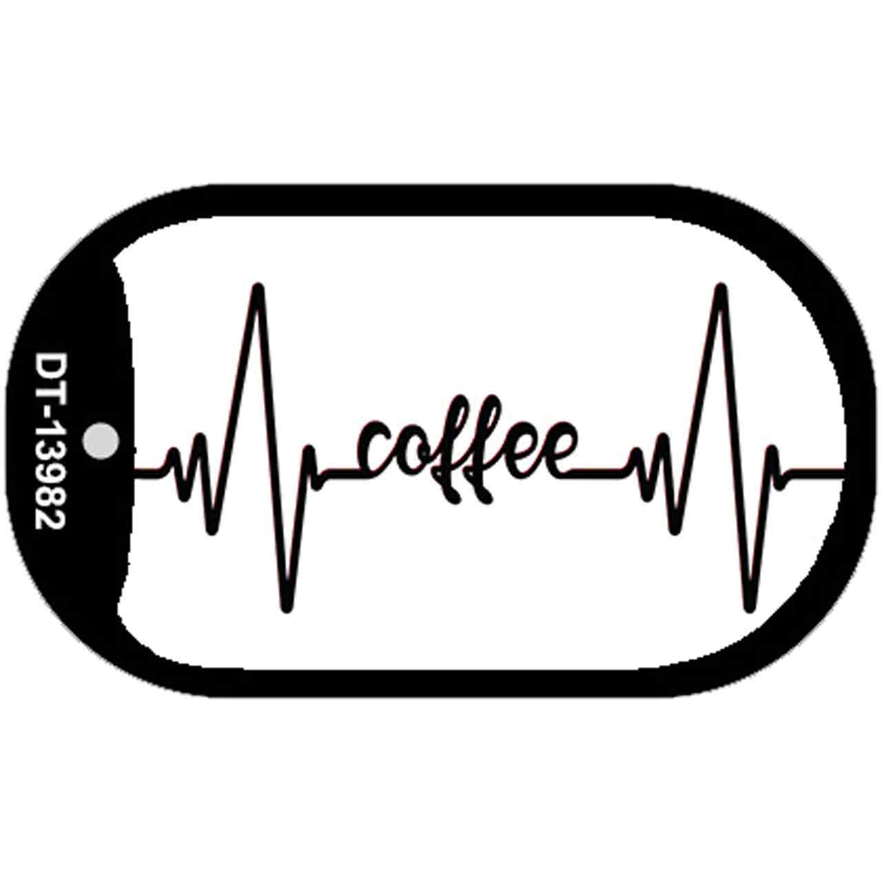 Coffee Heart Beat Novelty Metal Dog Tag Necklace