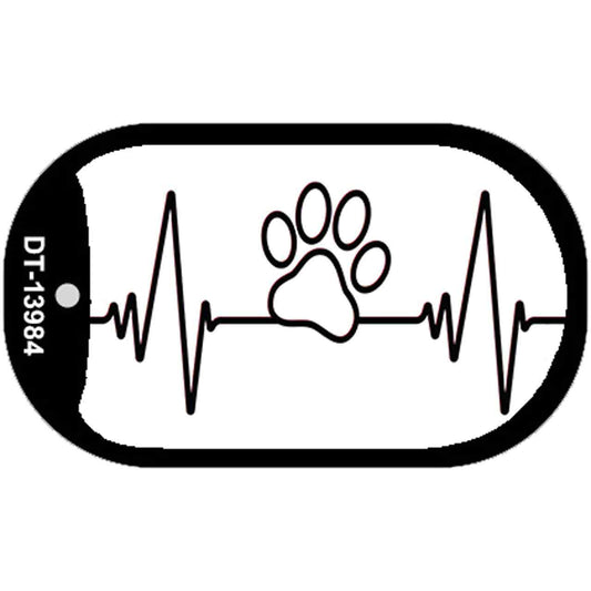 Paw Print Heart Beat Novelty Metal Dog Tag Necklace