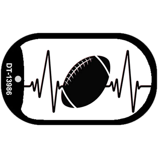 Football Heart Beat Novelty Metal Dog Tag Necklace