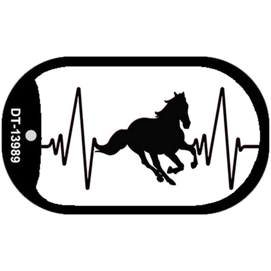 Horse Heart Beat Novelty Metal Dog Tag Necklace