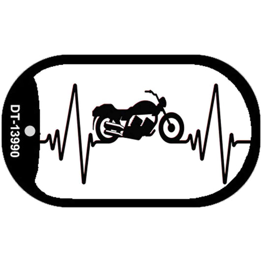 Motorcycle Heart Beat Novelty Metal Dog Tag Necklace