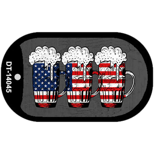 Three Beers America Novelty Metal Dog Tag Necklace