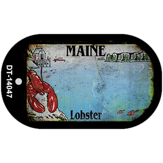 Maine Lobster Blank Rusty Novelty Metal Dog Tag Necklace