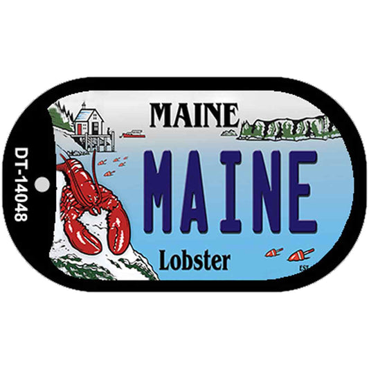 Maine Lobster Novelty Metal Dog Tag Necklace