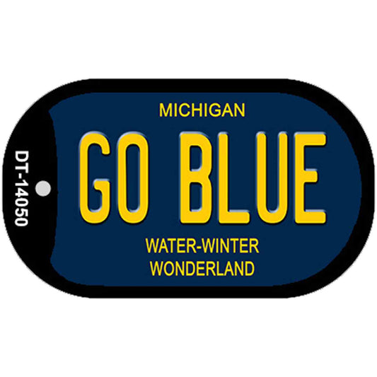 Go Blue Michigan Blue Novelty Metal Dog Tag Necklace