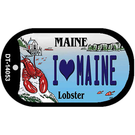 I Heart Maine Lobster Novelty Metal Dog Tag Necklace