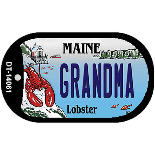 Grandma Maine Lobster Novelty Metal Dog Tag Necklace
