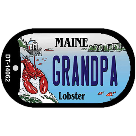 Grandpa Maine Lobster Novelty Metal Dog Tag Necklace