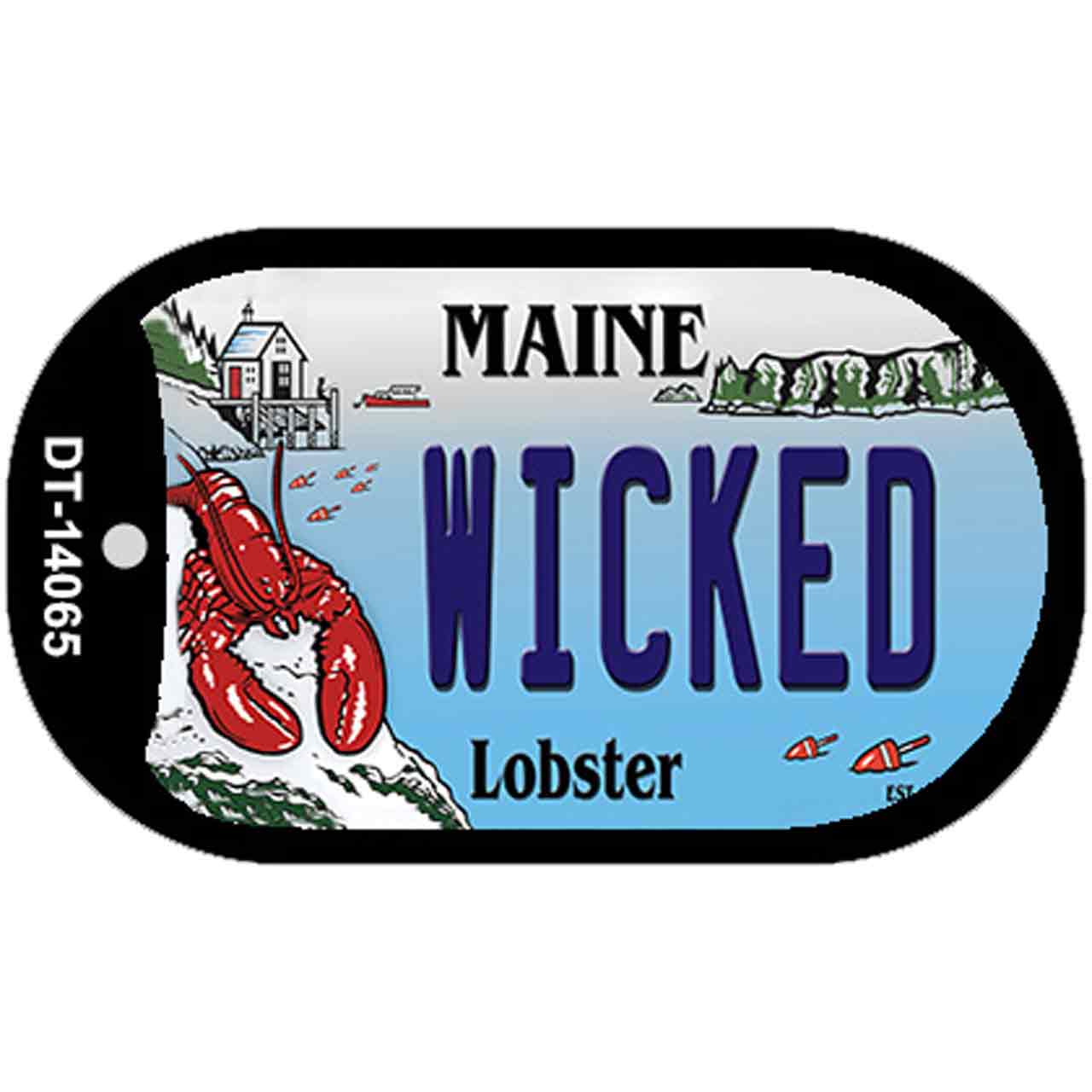 Wicked Maine Lobster Novelty Metal Dog Tag Necklace