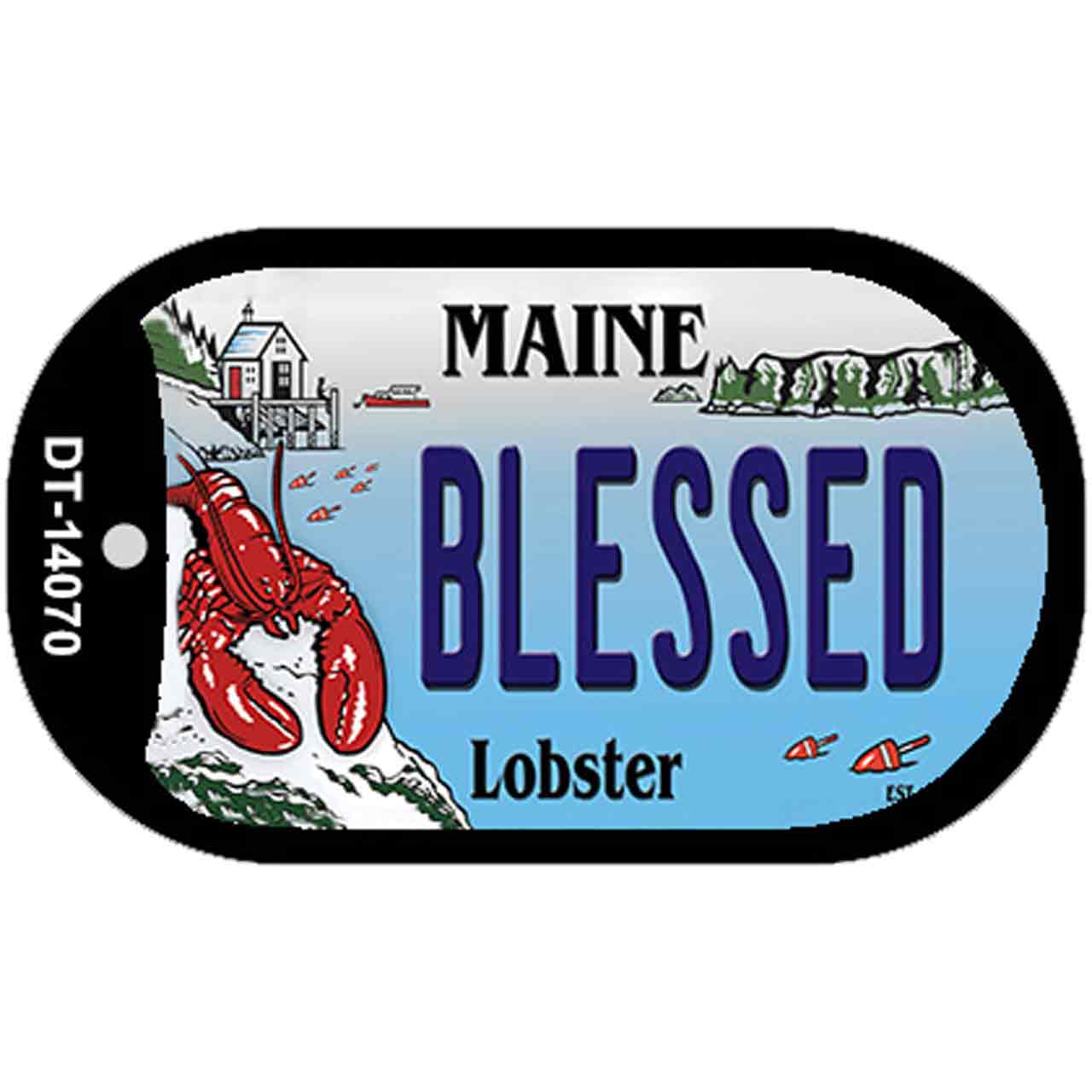 Blessed Maine Lobster Novelty Metal Dog Tag Necklace