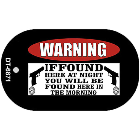 Warning If Found Novelty Metal Dog Tag Necklace