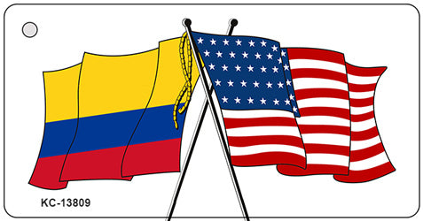 Colombia USA Crossed Flags Novelty Metal Key Chain