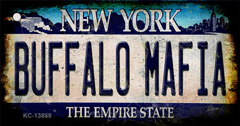 Buffalo Mafia NY Blue Rusty Novelty Metal Key Chain