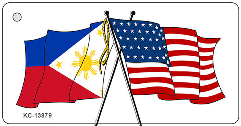 Costa Rica US Crossed Flag Novelty Metal Key Chain