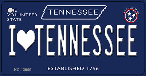 I Heart TN Tennessee Blue Novelty Metal Key Chain