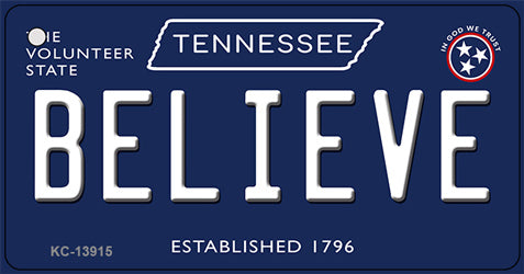 Believe Tennessee Blue Novelty Metal Key Chain