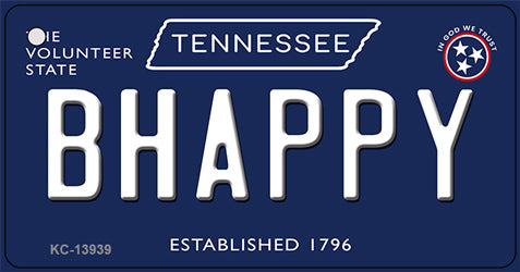 B Happy Tennessee Blue Novelty Metal Key Chain