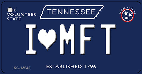 I Heart MFT Tennessee Blue Novelty Metal Key Chain