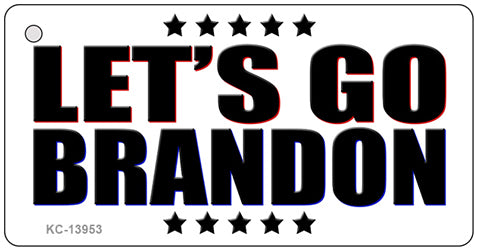 Lets Go Brandon White Novelty Metal Key Chain