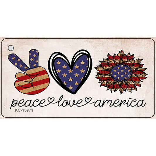 Peace Love America Novelty Metal Key Chain